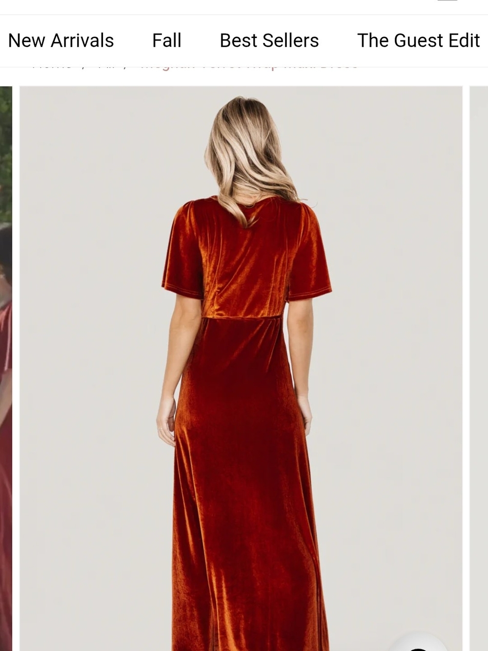 Baltic Born Rust Velvet Wrap Maxi Dress - Picture 3 of 6